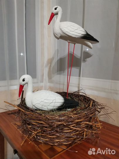 Садовая фигурка Аист 2 шт+гнездо