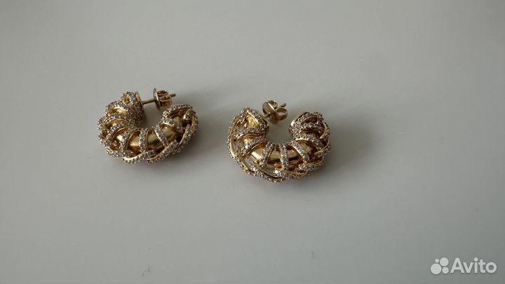 Позолоченные серебряные сережки Bottega Veneta