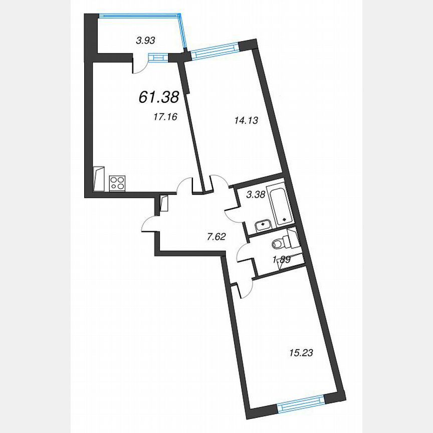 2-к. квартира, 63,3 м², 10/22 эт.