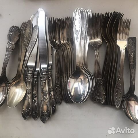 Наборы ножи, вилки,ложки. Мельхиор
