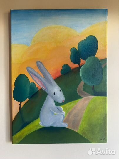 Картина для детской «Заяц в лесу»