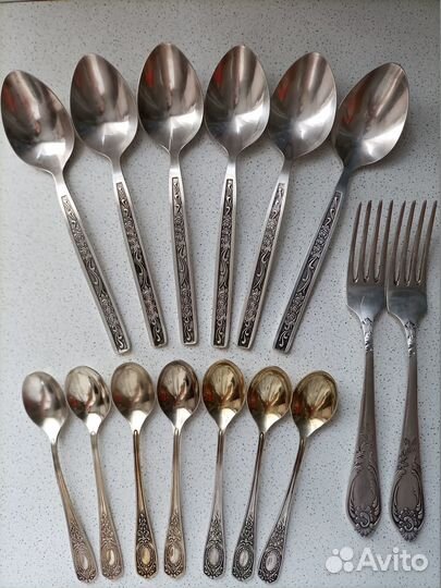 Ложки столовые и чайные, мельхиор СССР