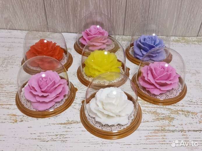 Мыло ручной работы - роза в куполе на 8 Марта