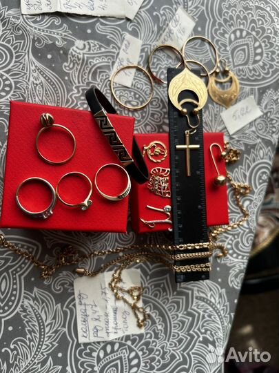 Золотые серьги цепи кольца подвески браслеты
