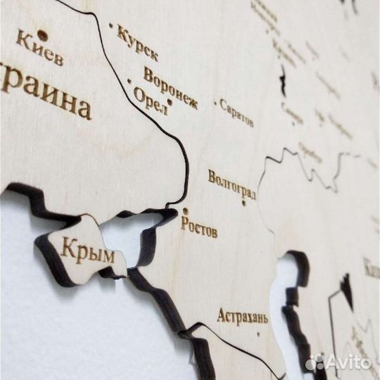 Карта мира из дерева/Интерьерная карта на стену