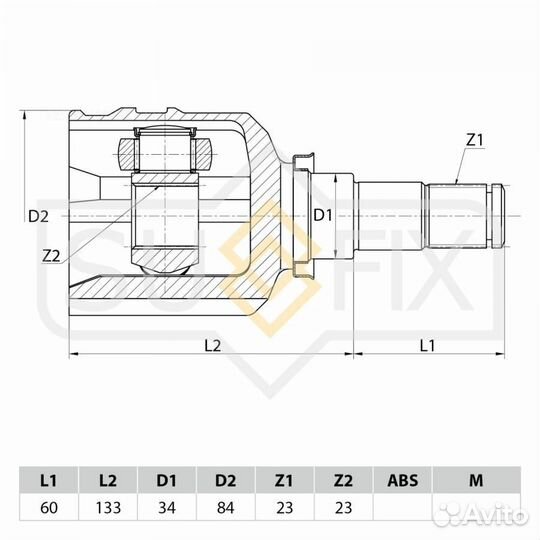 Sufix ST-1121 шрус внутренний перед лев