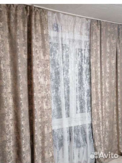Готовый комплект штор и тюль мраморная