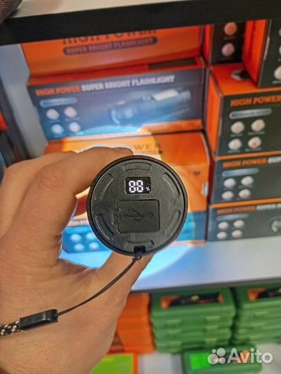 Мощный фонарь 3км встроенный аккумулятор