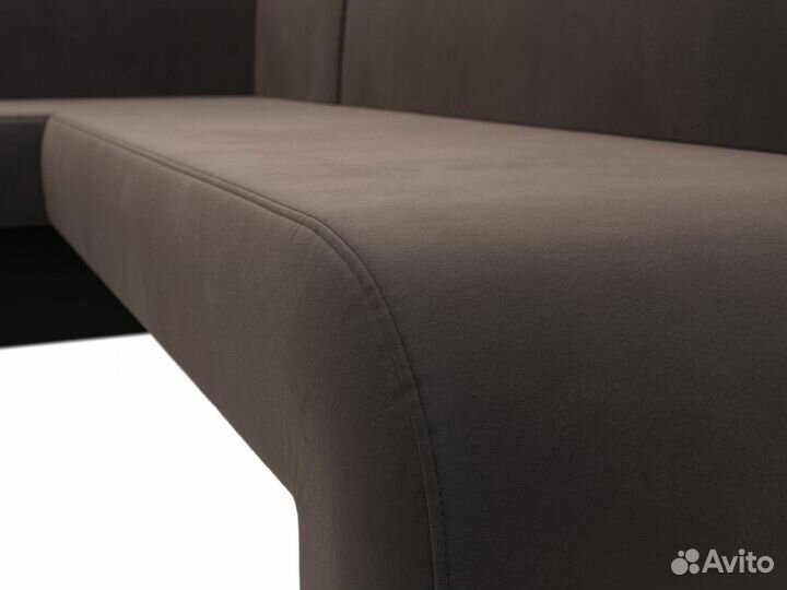 Диван кухонный угловой Кармен левый угол, велюр, коричневый