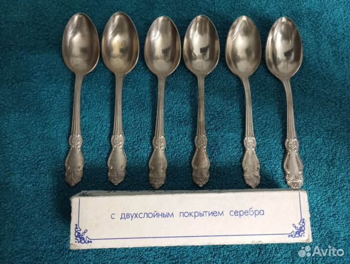 Чайные ложки мельхиор Серебряная Роза