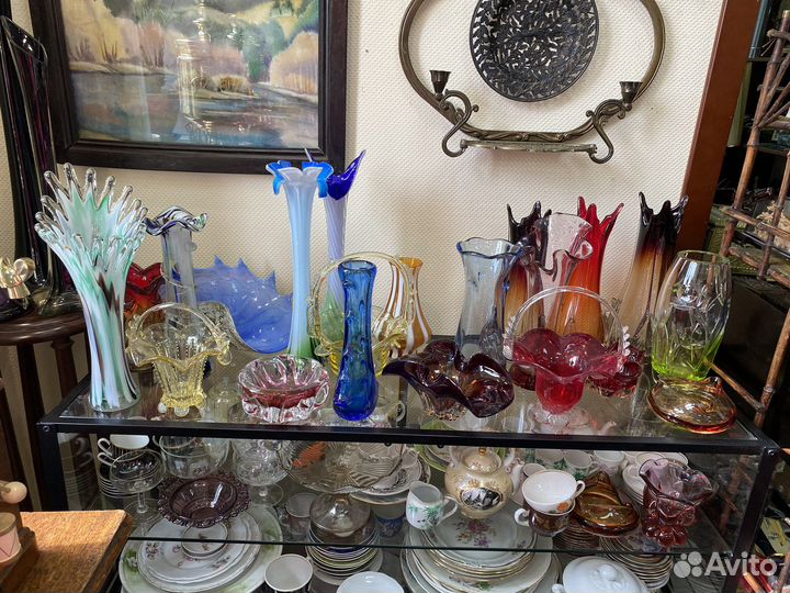 Вазочка цветное стекло винтаж