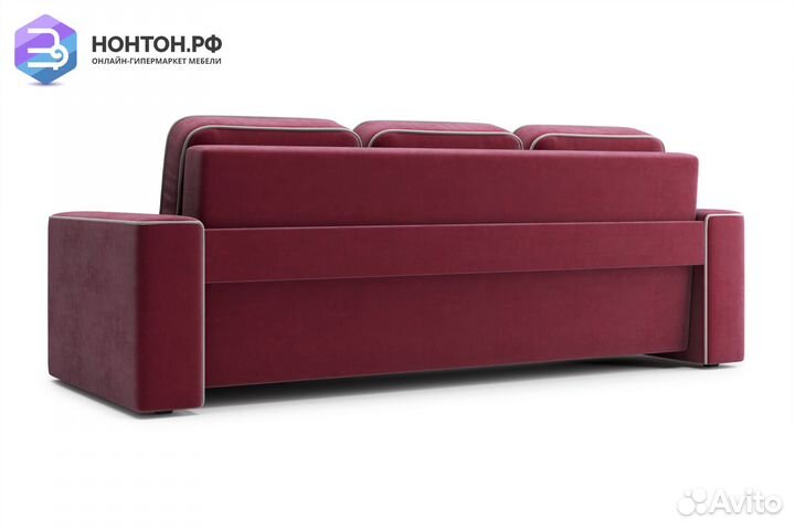 Диван еврокнижка Берген 3-х местный бордовый