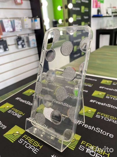 Чехол прозрачный с блёстками для iPhone X/Xs