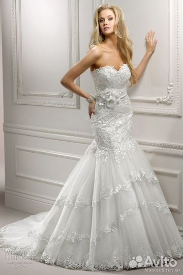 Свадебное платье рыбка кружево 40-42