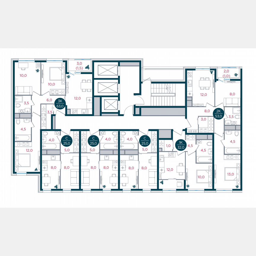 2-к. квартира, 53 м², 20/26 эт.