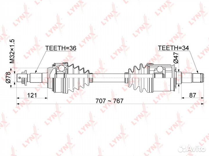 Привод в сборе перед прав/лев