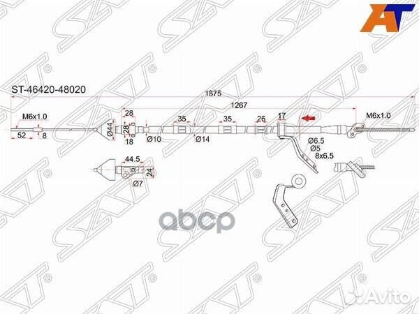 Трос ручника TY Harrier ACU/SXU/MCU15, 4WD -RH