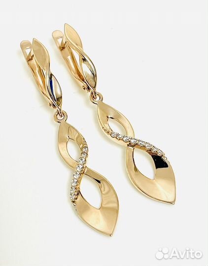 Золотые серьги с фианитами