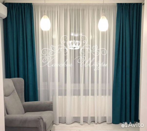 Шторы новые готовые- канвас, жаккард