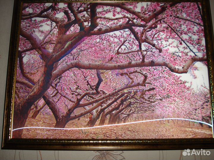 Картина обьемная водопад пейзаж и обьемная Сакура