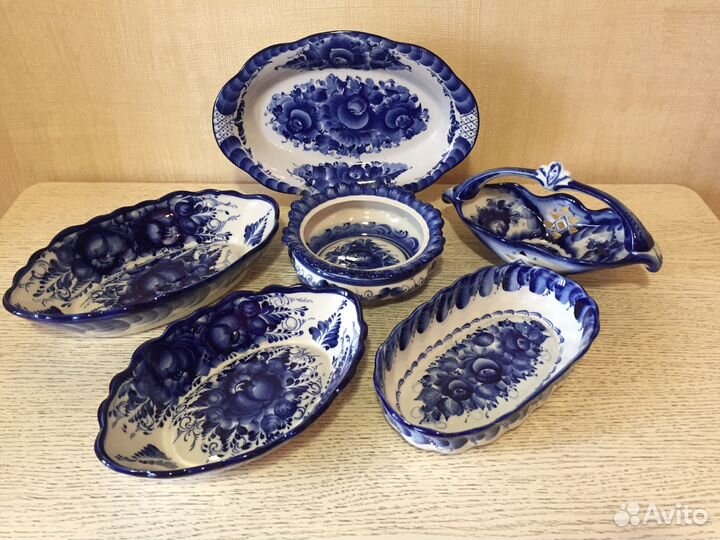 Гжель салатники, конфетницы. Авторские