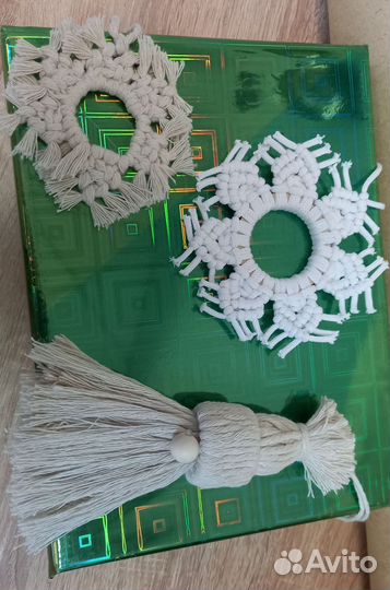 Набор ёлочных украшений в технике макраме, 7 шт