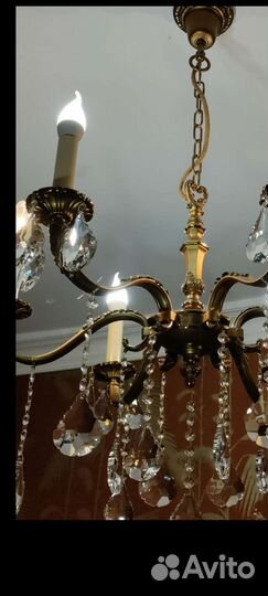 Люстра хрустальная старинная бронзовая