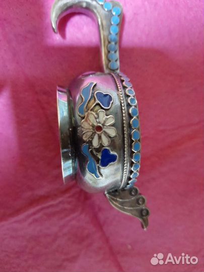 Серебрянный ковшик в эмали 84 пробы