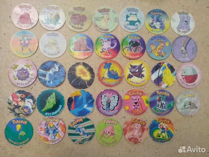 Фишки (кепсы, сотки, тазо) с Покемонами
