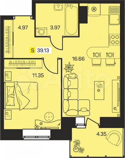 2-к. квартира, 39,1 м², 8/8 эт.