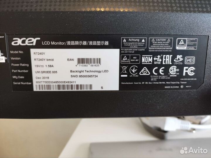 Монитор acer RT240Y bmid