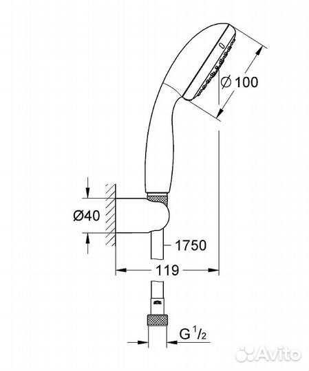 Душевой гарнитур Grohe Tempesta 100 27849001 Хром