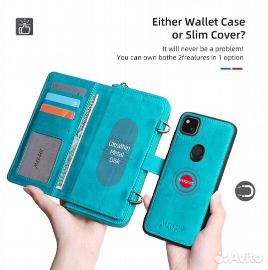 Кожаный чехол-бумажник для телефона redmi 9 megshi