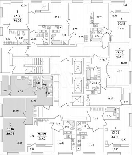 2-к. квартира, 59,7 м², 22/23 эт.