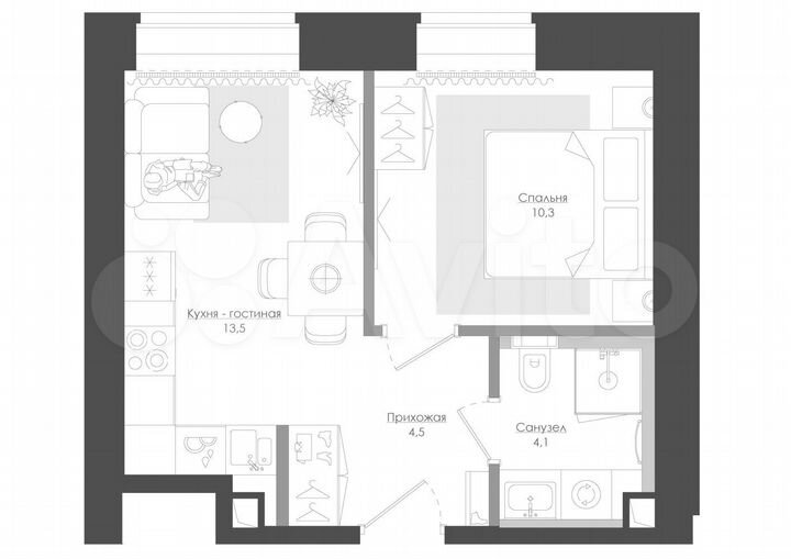 1-к. квартира, 35,4 м², 18/39 эт.