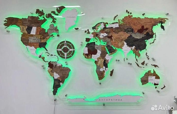 Карта мира на стену с подсветкой