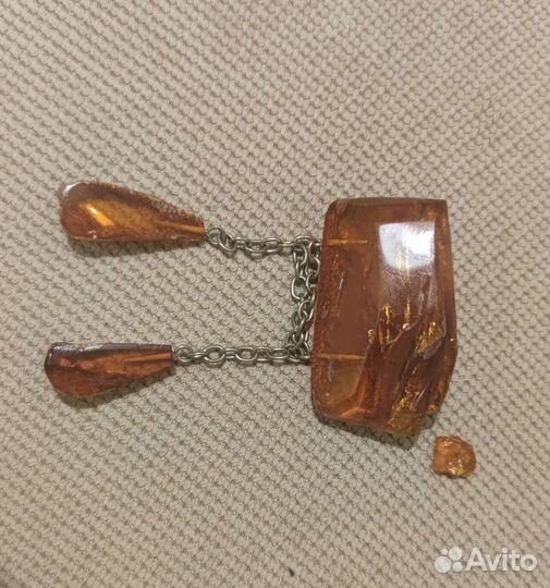 Брошь янтарь винтаж