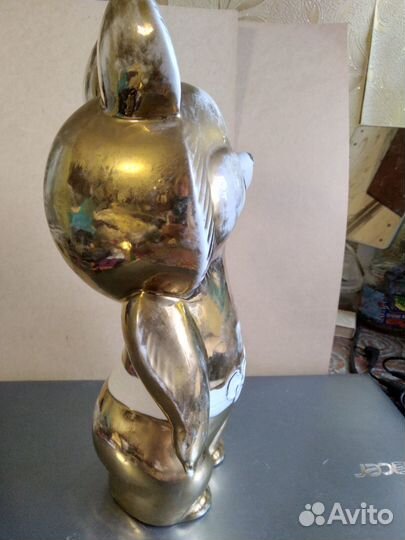 Олимпийский мишка золотистый большой 30,5 см+12,5