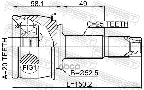 Шрус внешний задний 1810-mokr 1810-mokr Febest