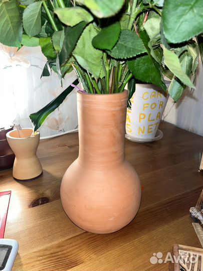 Ваза из красной глины хендмейд