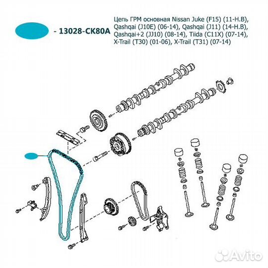 Цепь грм основная nissan juke 13028-CK80A