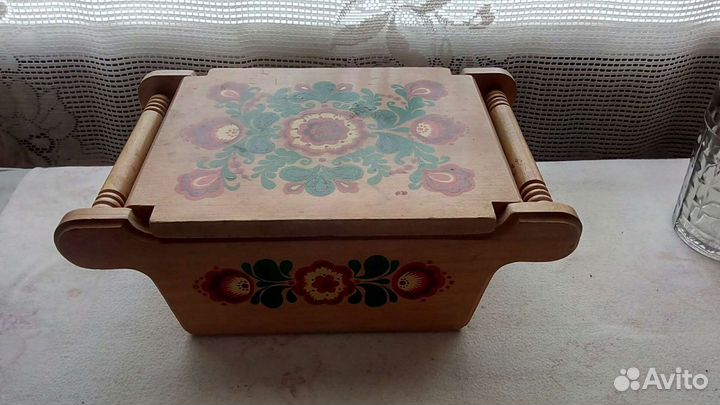 Шкатулка деревянная старинная с росписью