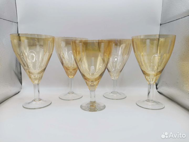 Бокалы фужеры Янтарное стекло СССР 5 шт