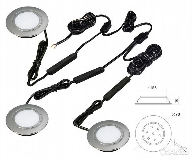 Комплект светильников встр. (LED) 3 х Polus 4Вт, 2