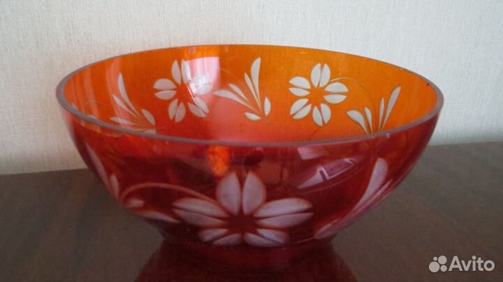 Ваза / Салатник из красного стекла СССР