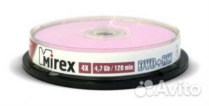 DVD+RW Mirex 4х на 4,7GB в наборе 10 шт