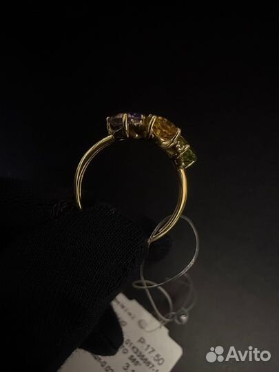 Золотое кольцо с самоцветами 585