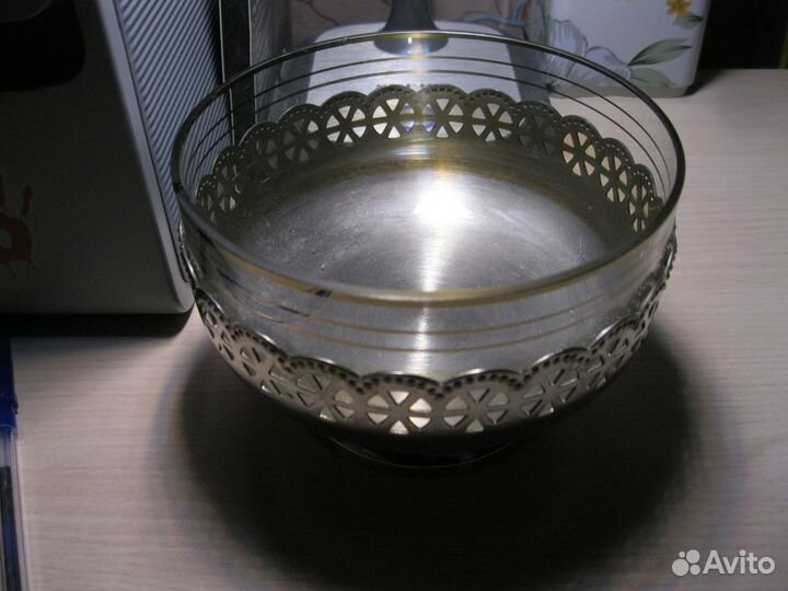 Конфетница из СССР. Нержавейка,стекло
