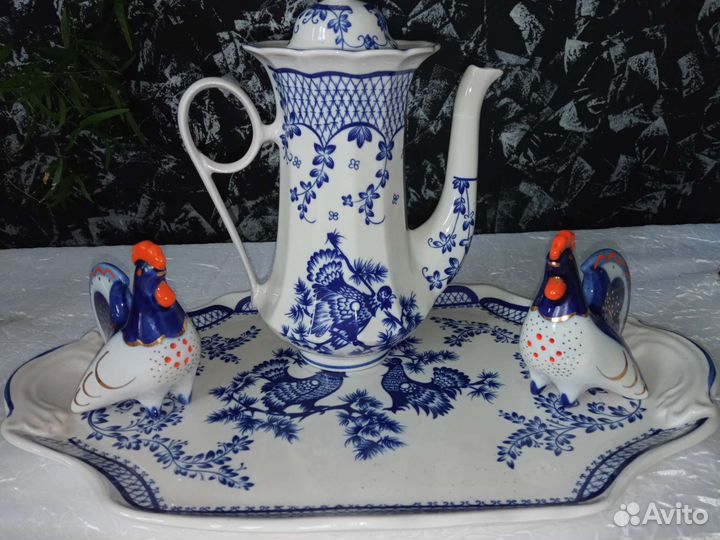 Кофейный сервиз на 6 персон рисунок Гжель