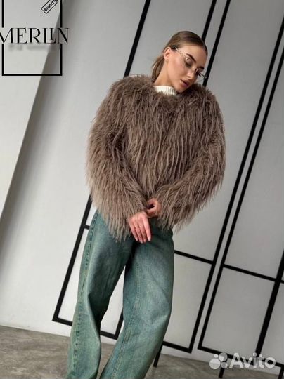 Шуба эко страус лама